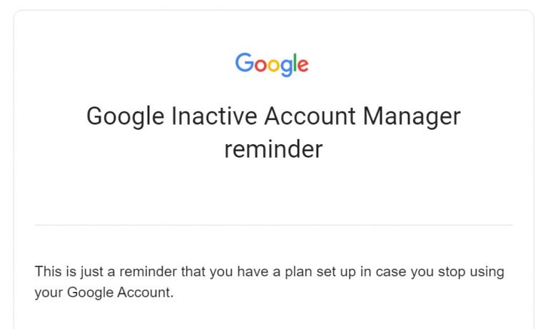 Google Account Inactivity Reminder