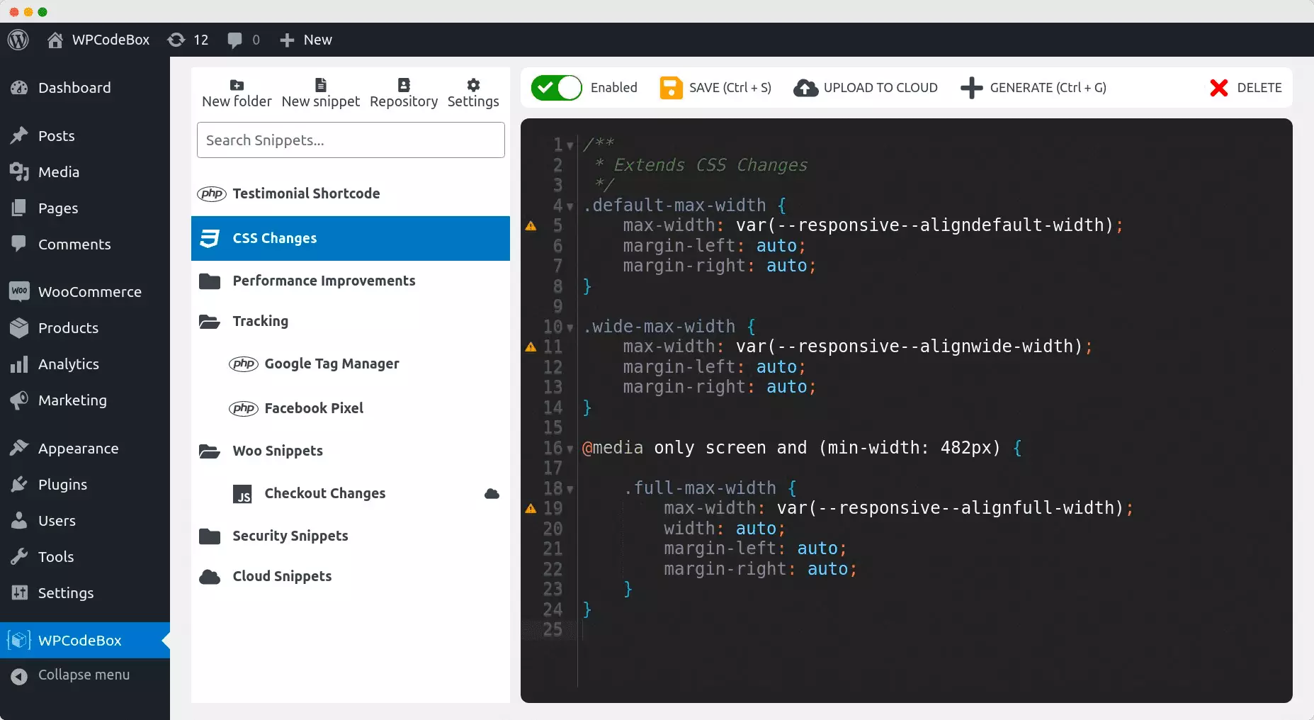 WPCodeBox: a WordPress Snippet Manager